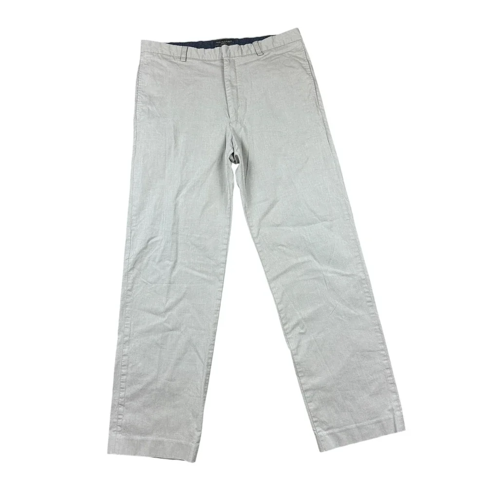 Banana Republic‎ Mens Grey Stretch Chino Pants Flat Front Straight Leg 35x32